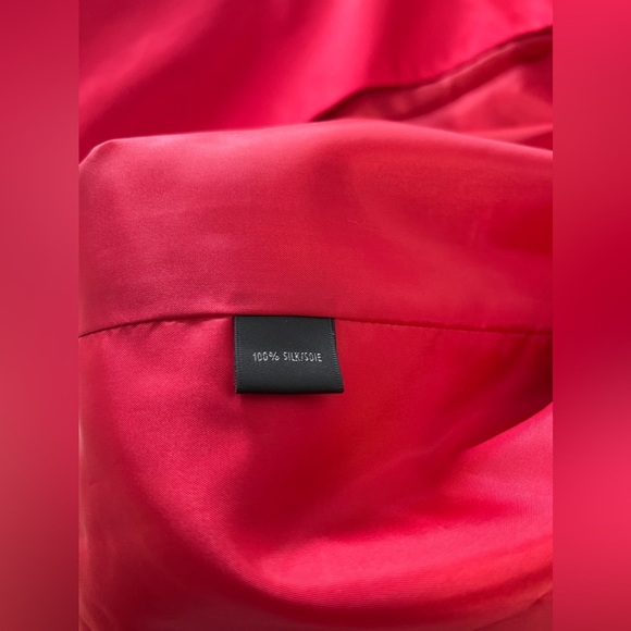 Lafayette 148 | SZ 6 Petite Red 100% Silk Blazer Jacket | Open Front 3/4 Sleeve - Picture 7 of 10